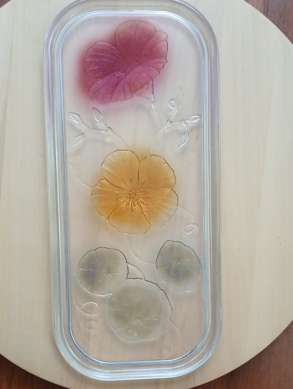 Luminarc J.G Durand Cristal d' Arques France Glass Floral Appetizer Cheese Plate